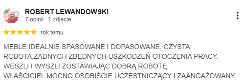 Opinia Roberta Jasińskiego - wykonawca mebli na wymiar o rysunkach technicznych
